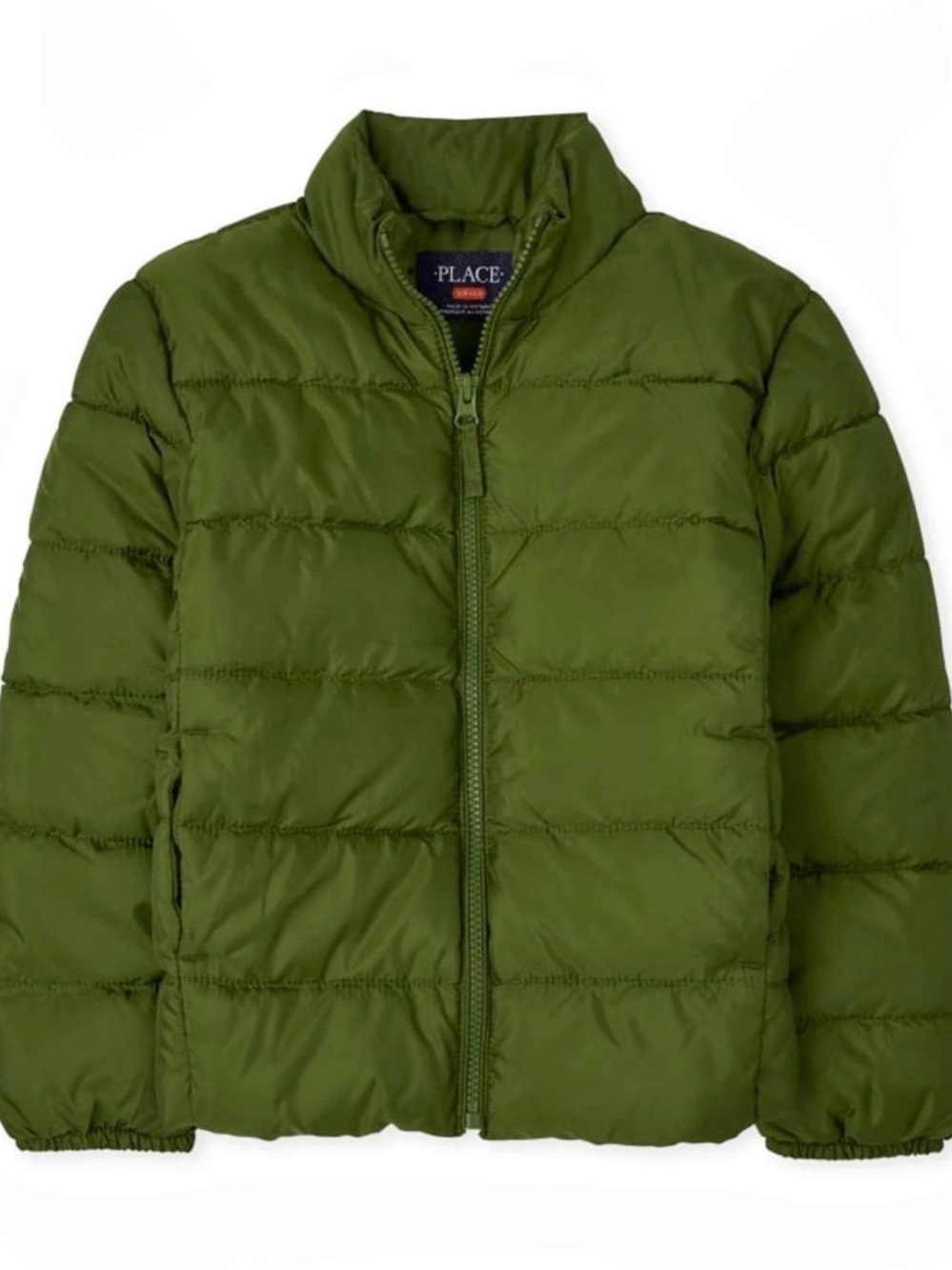 The Childrens Place Boys Puffer Jacket Water-Resistant in Green Olive